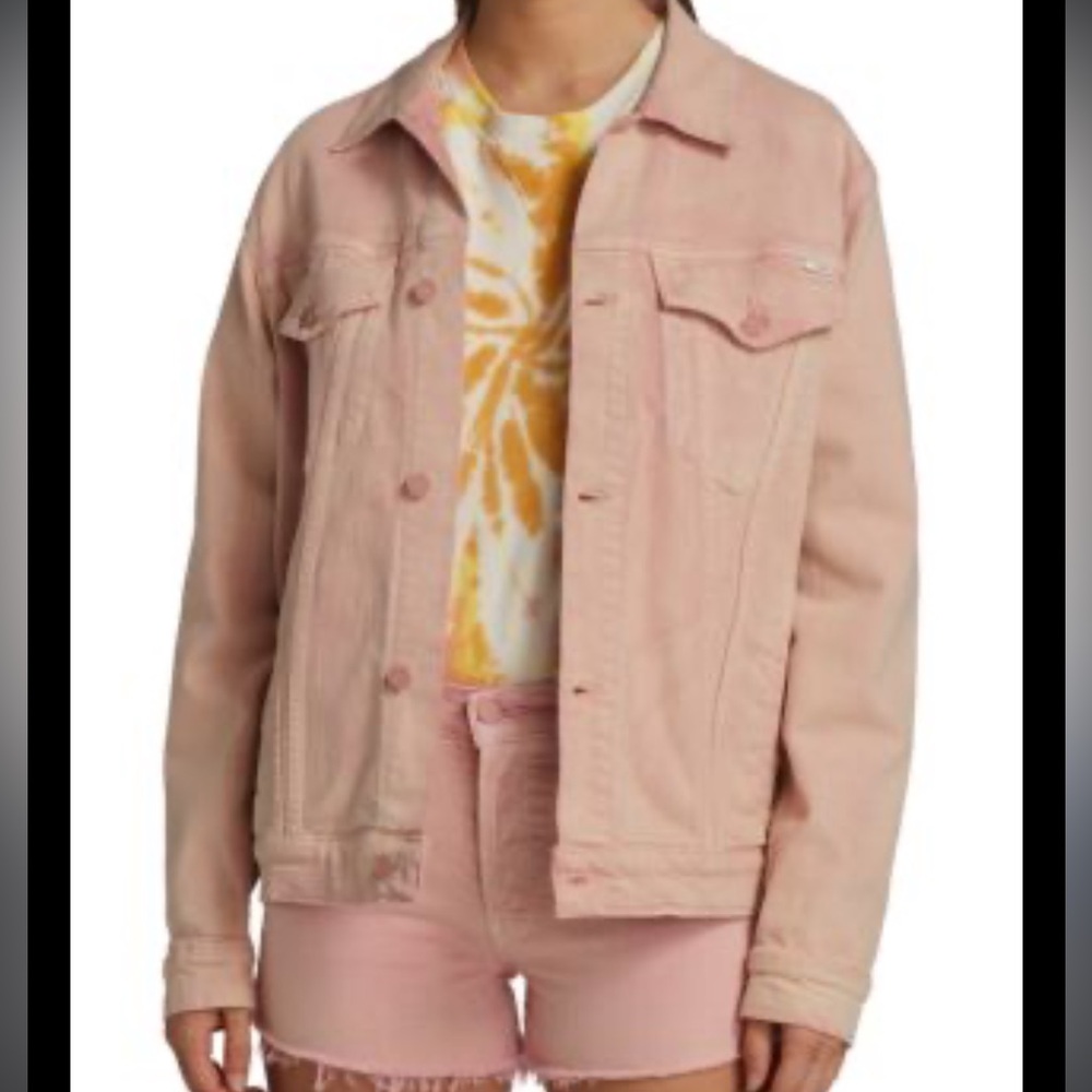 Mother Jean Jacket Drifted Off Oversized Denim Coat in Into the Midst Pink XS